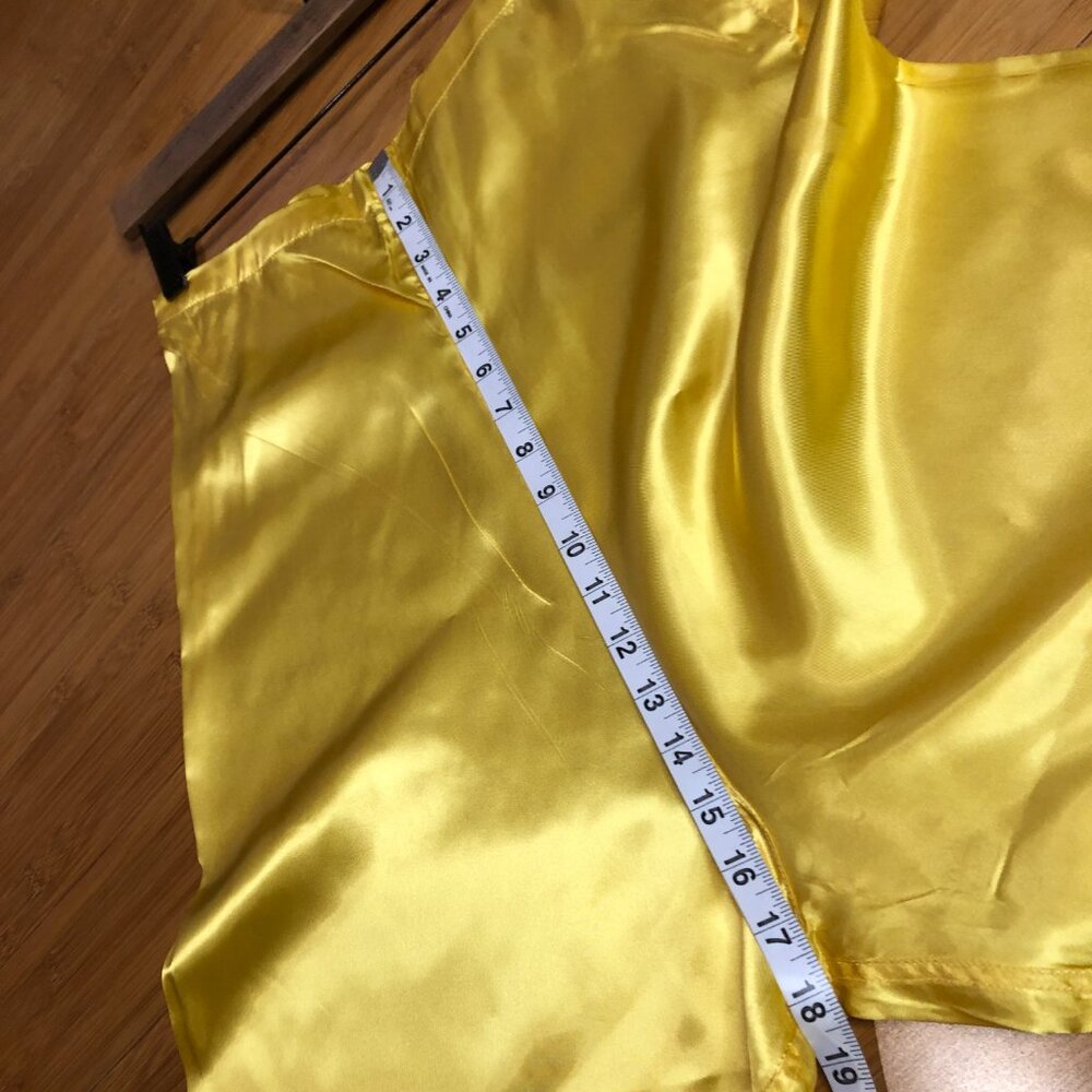 Vintage Daisy Yellow Satin Pajamas Petite XS S High Waisted Retro Easter Egg - Picture 10 of 14